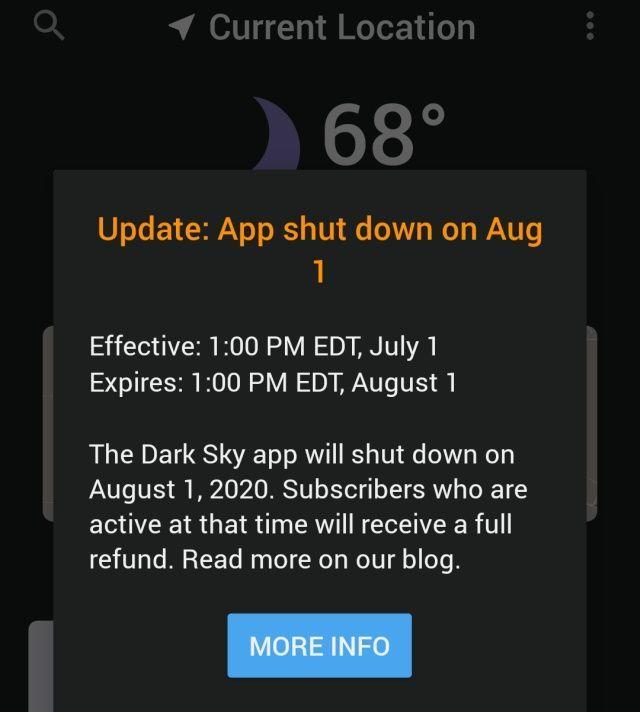 Android用户可以获得一个月的Dark Sky天气更新